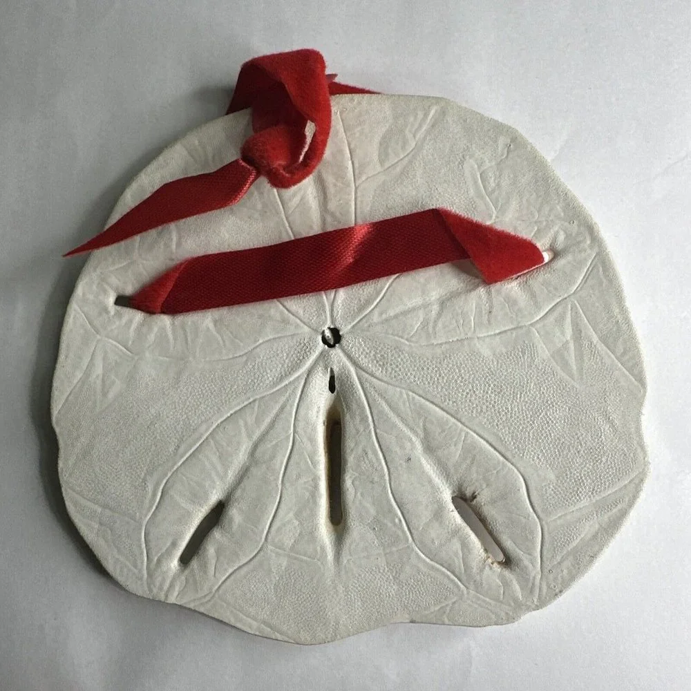 Vintage decorative sand dollar shell Christmas ornament‎ 4” diameter